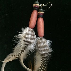 Made in Africa- beaded and feathered earrings